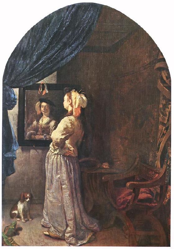 MIERIS, Frans van, the Elder Woman before the Mirror Spain oil painting art